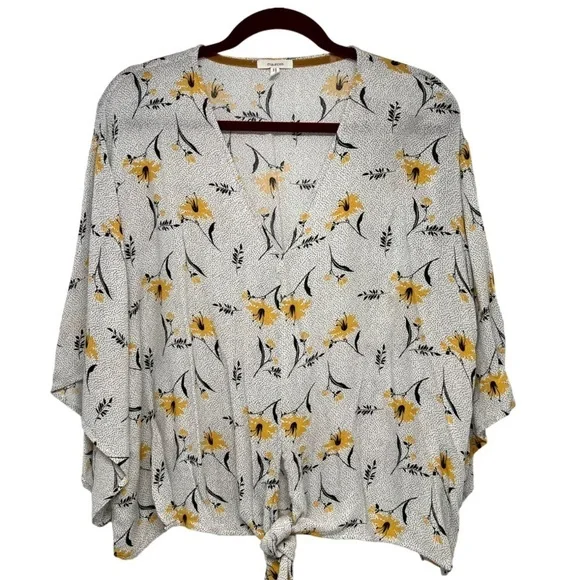 Maurice’s Floral V NeckTie Waist 3/4 Sleeve Top Women’s 0X - Picture 3 of 10